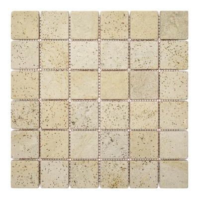 Мозаїка кам'яна KrimArt МКР-3СВ Пісковик Крем бежева 305x305x6 мм для фасаду колон спа забору та терраси