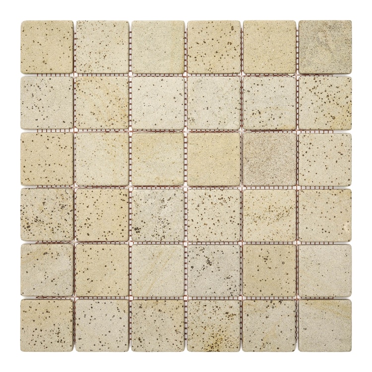 Мозаїка кам'яна KrimArt МКР-3СВ Пісковик Крем бежева 305x305x6 мм для фасаду колон спа забору та терраси