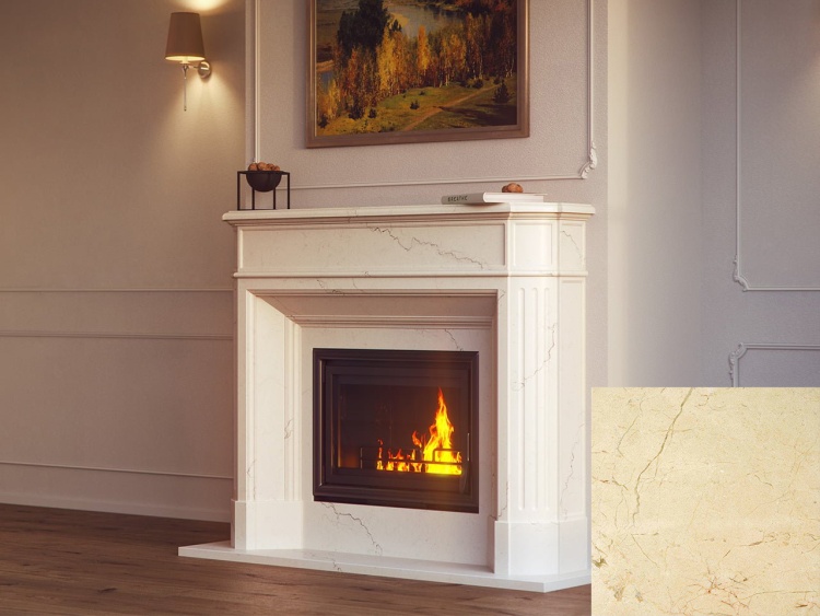 Портал для каміна Bravo Севілья Crema Marfil мармур бежевий прямий