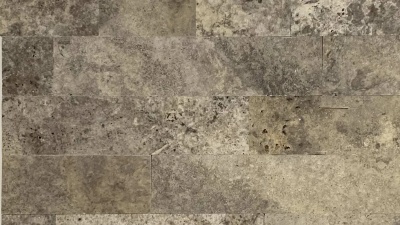 Плитка из травертина Silver Brushed 1,2х30,5х61 см, серая брашированная Export