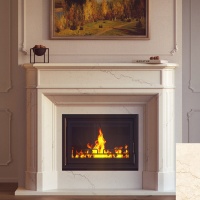 Портал для каміна Bravo Севілья Botticino мармур бежевий прямий Портал для каміна Bravo Севілья Botticino мармур бежевий прямий