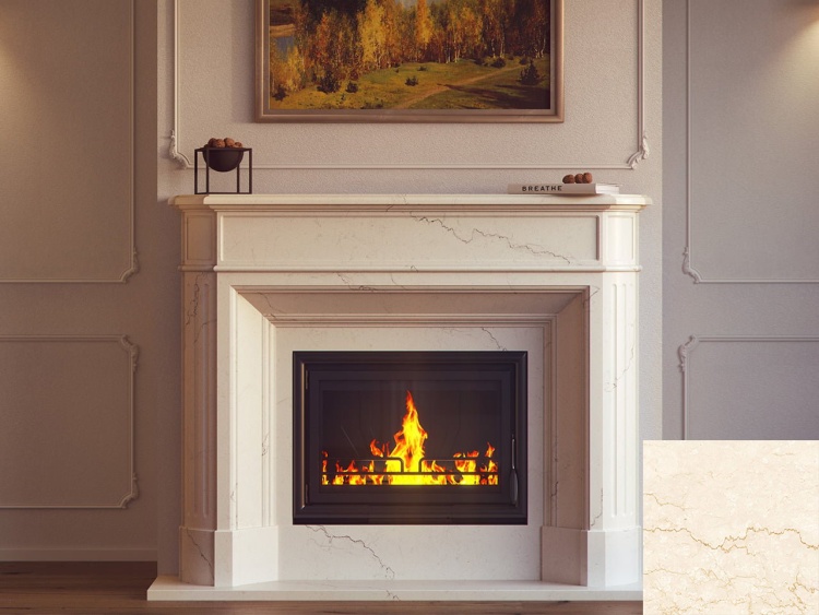 Портал для каміна Bravo Севілья Botticino мармур бежевий прямий