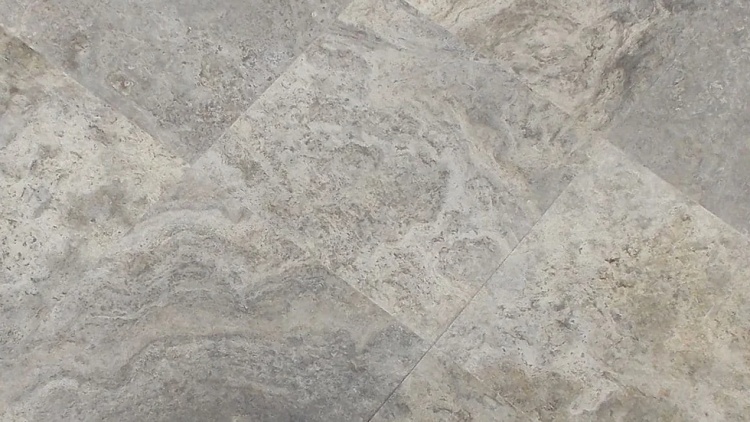 Плитка із травертину Silver Filled and Honed 1,2х61х61 см, сіра матова заповнена шліфована Export