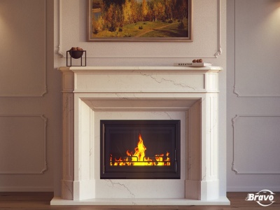 Портал для камина Bravo Севилья Daino Reale мрамор бежевый прямой