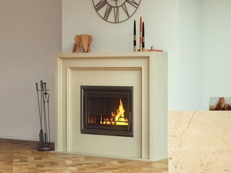 Портал для каміна Bravo Ліон Crema Marfil мармур бежевий прямий