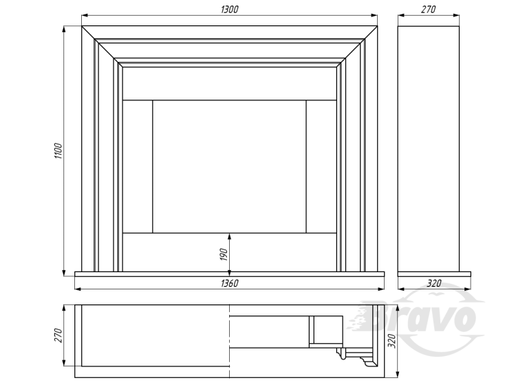 Портал для каміна Bravo Ліон Crema Marfil мармур бежевий прямий