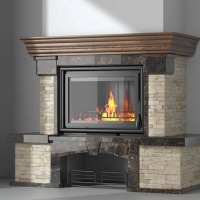 Портал для камина Bravo Карпаты Мармо Emperador Dark мрамор + Болгарский сланец коричневый угловой n6