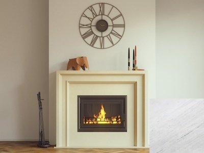 Портал для камина Bravo Лион Polaris мрамор белый прямой