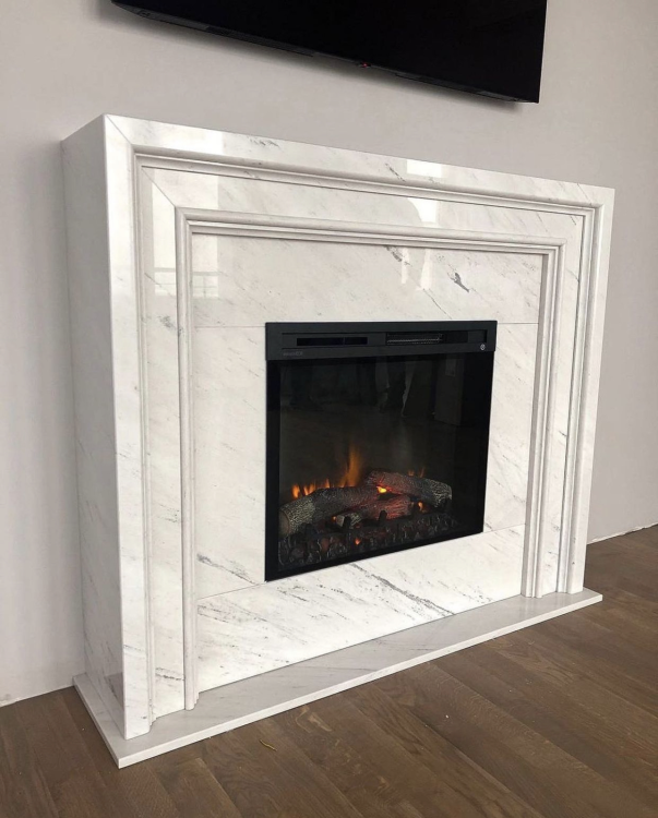 Портал для каміна Bravo Ліон Polaris мармур білий прямий