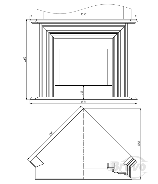 Портал для каміна Bravo Турін Crema Marfil мармур бежевий кутовий