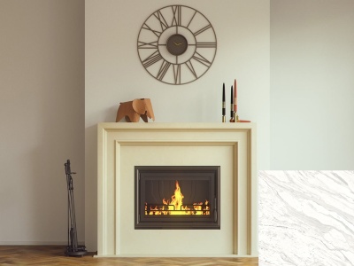 Портал для камина Bravo Лион Volakas мрамор белый прямой