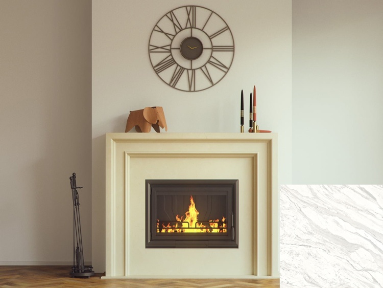 Портал для камина Bravo Лион Volakas мрамор белый прямой