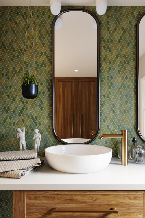 Мозаїка з керамограніту Kotto Ceramica MI7 30500303C Terra Verde 300 x 300 х 10 (ромб 30 x 50)