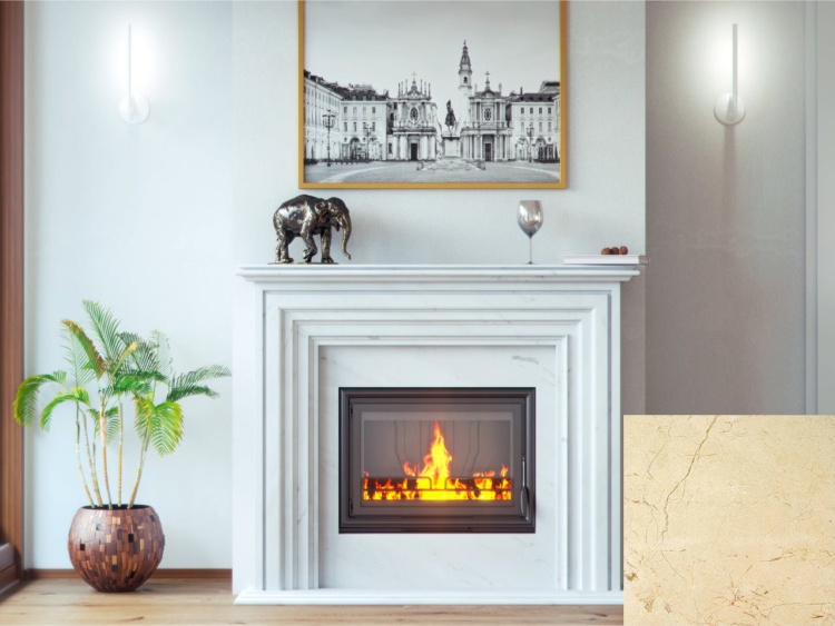 Портал для камина Bravo Турин Crema Marfil мрамор бежевый прямой