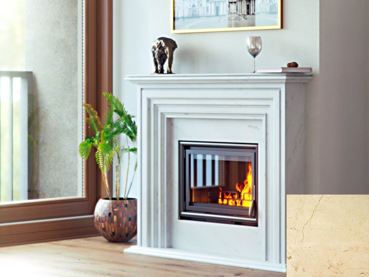 Портал для камина Bravo Турин Crema Marfil мрамор бежевый прямой