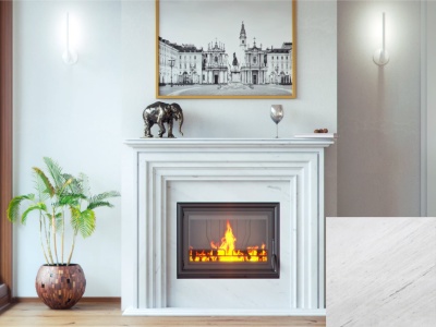 Портал для камина Bravo Турин Polaris мрамор белый прямой