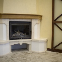 Портал для каміна Bravo Еко Botticino мармур + фарбована поверхня бежевий/білий прямий n1