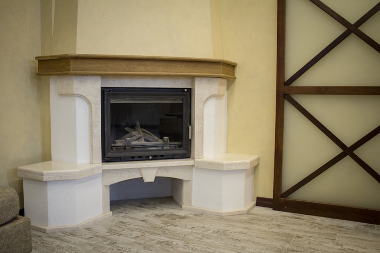 Портал для каміна Bravo Еко Botticino мармур + фарбована поверхня бежевий/білий прямий n1