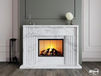 Портал для каміна Bravo Портленд Volakas мармур білий прямий