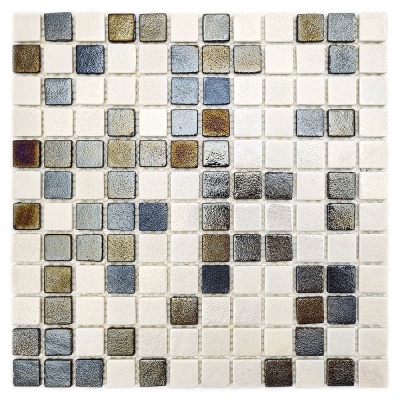 Мозаика стеклянная WHITE & GREY MATT