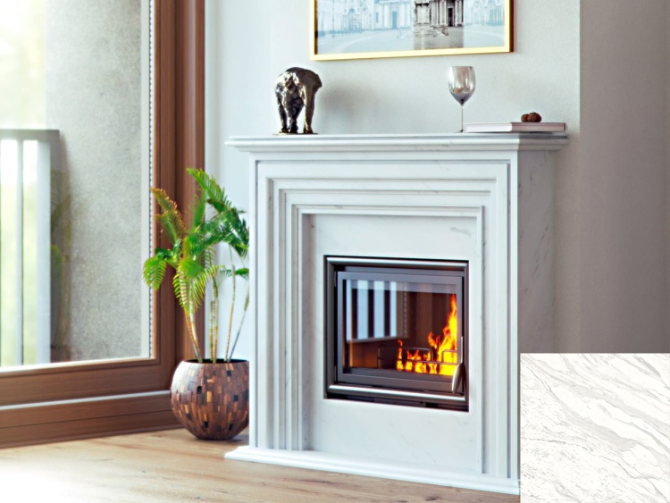 Портал для каміна Bravo Турин Volakas мармур білий прямий