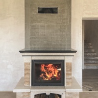 Портал для каміна Bravo Карпати Мармо Crema Marfil мармур + Болгарський сланець бежевий прямий n1