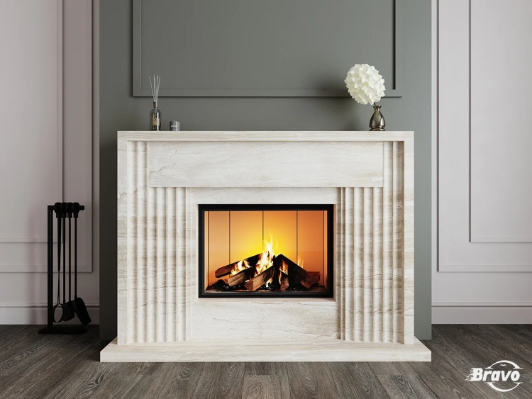 Портал для каміна Bravo Портленд Daino Reale мармур бежевий прямий