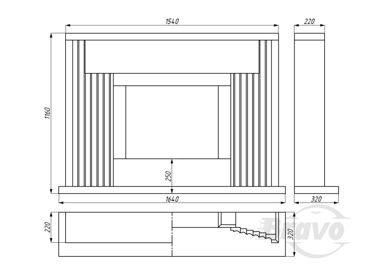Портал для каміна Bravo Портленд Daino Reale мармур бежевий прямий