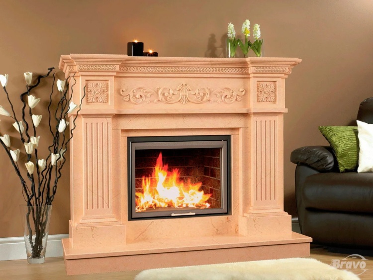 Портал для каміна Bravo Київ Crema Marfil мармур бежевий кутовий