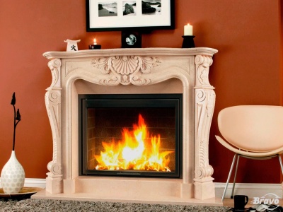 Портал для каміна Bravo Фантазія Crema Marfil бежевий мармур кутовий