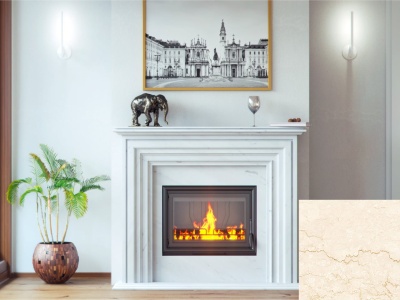 Портал для камина Bravo Турин Botticino мрамор бежевый прямой