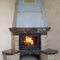 Портал для каміна Bravo Карпати Мармо Emperador Dark мармур + Болгарський сланець коричневий прямий n1