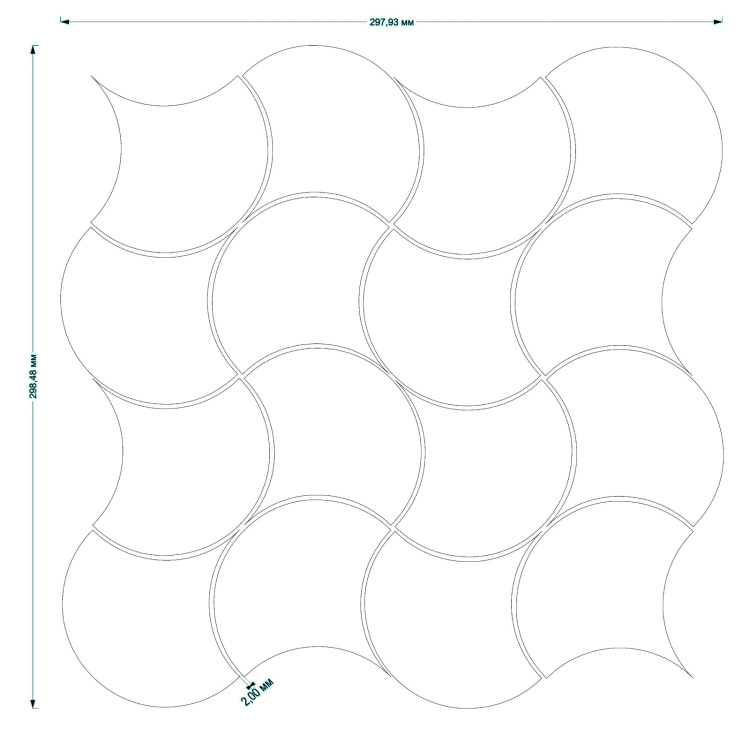 Мозаїка керамічна Kotto Ceramica SCALES SC X2 6902 Flora Grey/White 300x300x9 (93x87) 0,075 м2