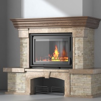 Портал для каміна Bravo Карпати Мармо Emperador Light мармур + Болгарський сланець бежевий прямий n1