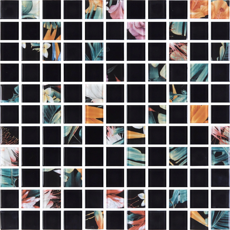 Мозаика стеклянная Kotto Ceramica GMP 0825047 С2 print 44/black mat    300 x 300 х 8   ( 25 х 25 )