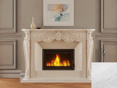 Портал для каміна Bravo Вікторія Polaris мармур білий прямий
