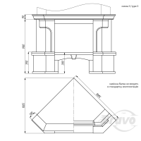 Портал для каміна Bravo Еко Botticino мармур + фарбована поверхня бежевий/білий кутовий n3
