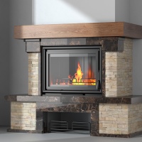 Портал для каміна Bravo Карпати Мармо 2 Emperador Dark мармур + Болгарський сланець коричневий прямий n1