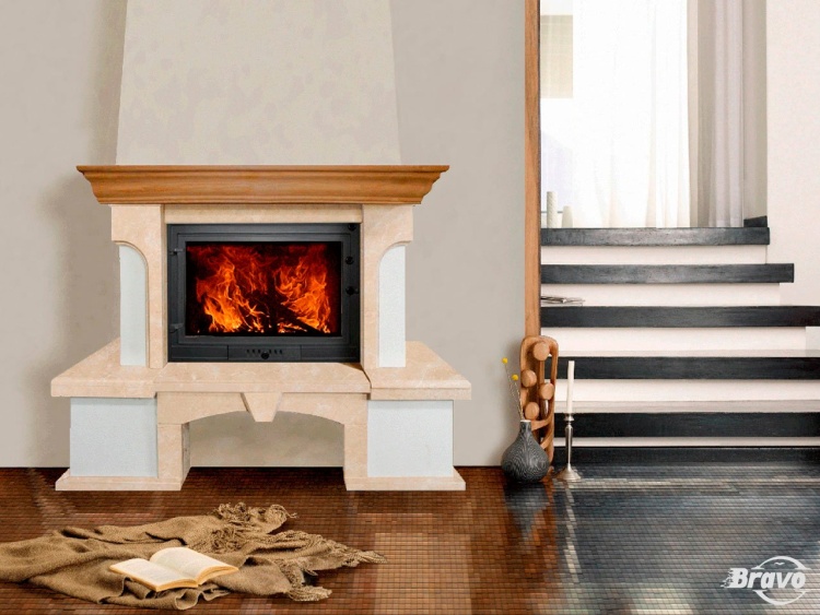Портал для каміна Bravo Еко Botticino мармур + фарбована поверхня бежевий/білий кутовий n4