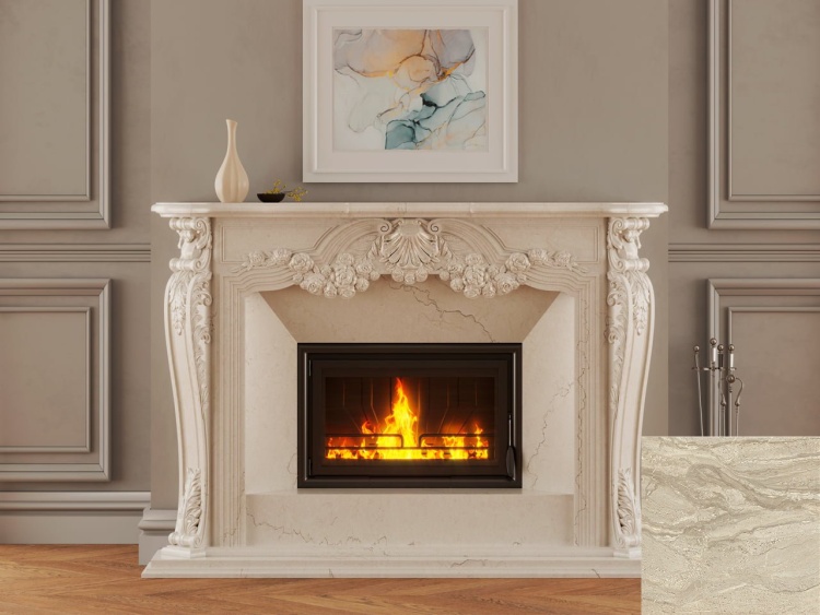 Портал для камина Bravo Виктория Daino Reale мрамор бежевый прямой