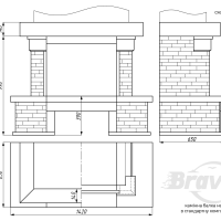 Портал для каміна Bravo Карпати Мармо 2 Emperador Light мармур + Болгарський сланець бежевий прямий n1