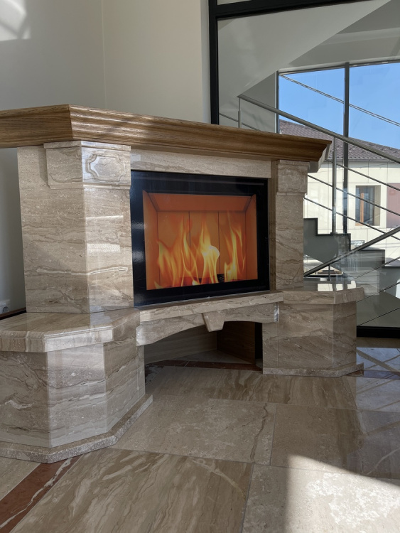 Портал для камина Bravo Барбара Daino Reale мрамор бежевый прямой n1