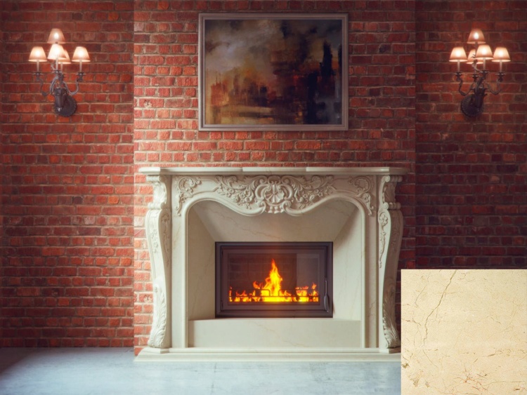 Портал для каміна Bravo Лондон Crema Marfil мармур бежевий прямий