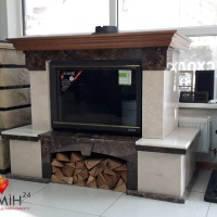 Портал для каміна Bravo Глорія Botticino + Emperador Dark мармур бежевий/коричневий прямий n1 Портал для каміна Bravo Глорія Botticino + Emperador Dark мармур бежевий/коричневий прямий n1