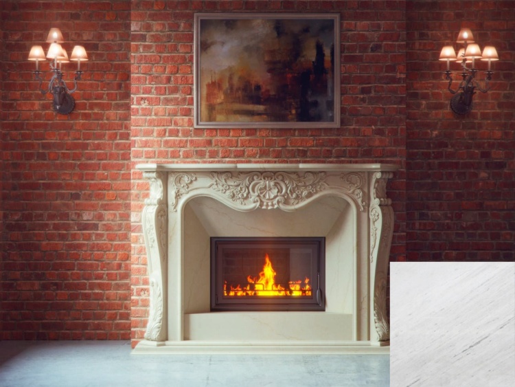 Портал для каміна Bravo Лондон Polaris мармур білий прямий