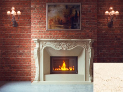 Портал для каміна Bravo Лондон Botticino мармур бежевий прямий