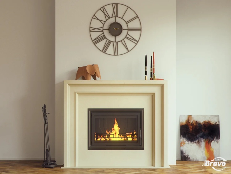 Портал для каміна Bravo Ліон Crema Marfil бежевий мармур кутовий