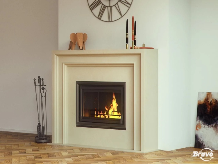 Портал для каміна Bravo Ліон Crema Marfil бежевий мармур кутовий