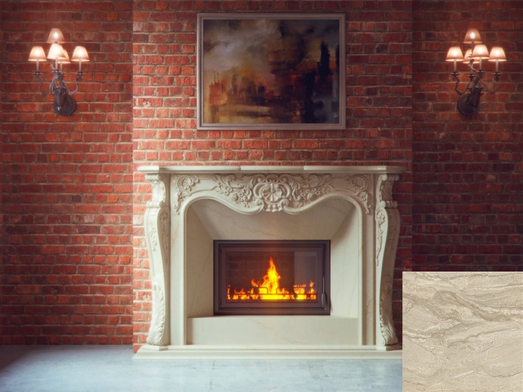 Портал для каміна Bravo Лондон Daino Reale мармур бежевий прямий
