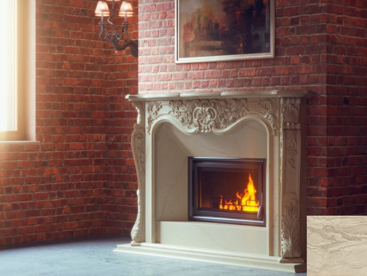 Портал для каміна Bravo Лондон Daino Reale мармур бежевий прямий